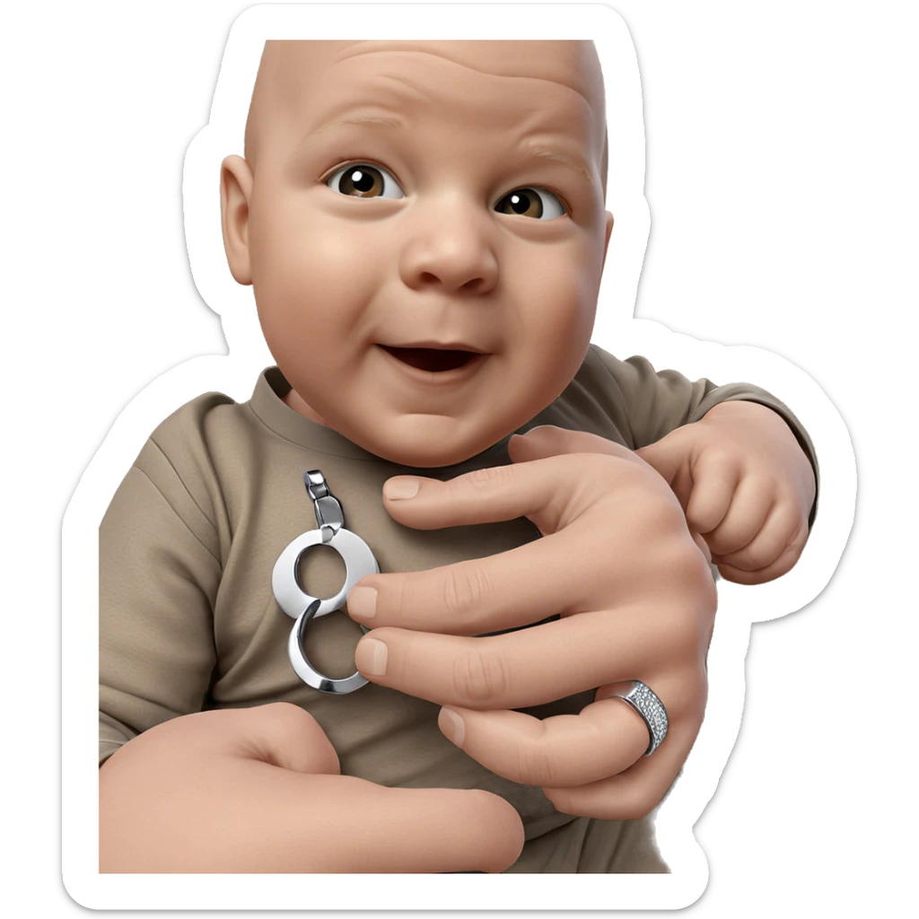 bald man wearing a ring sticker