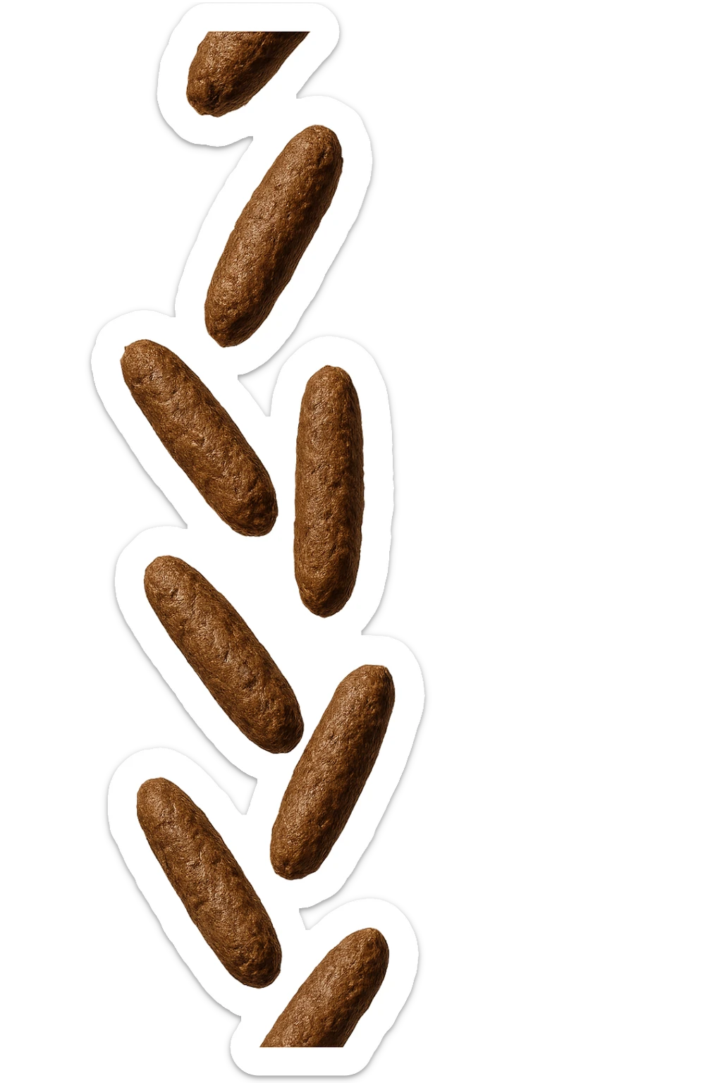 FECI DI ANIMALE A PALLINE UN PO' ALLUNGATE CADONO DALL'ALTO VERTICALMENTE, IPERREALISTICO 4K sticker