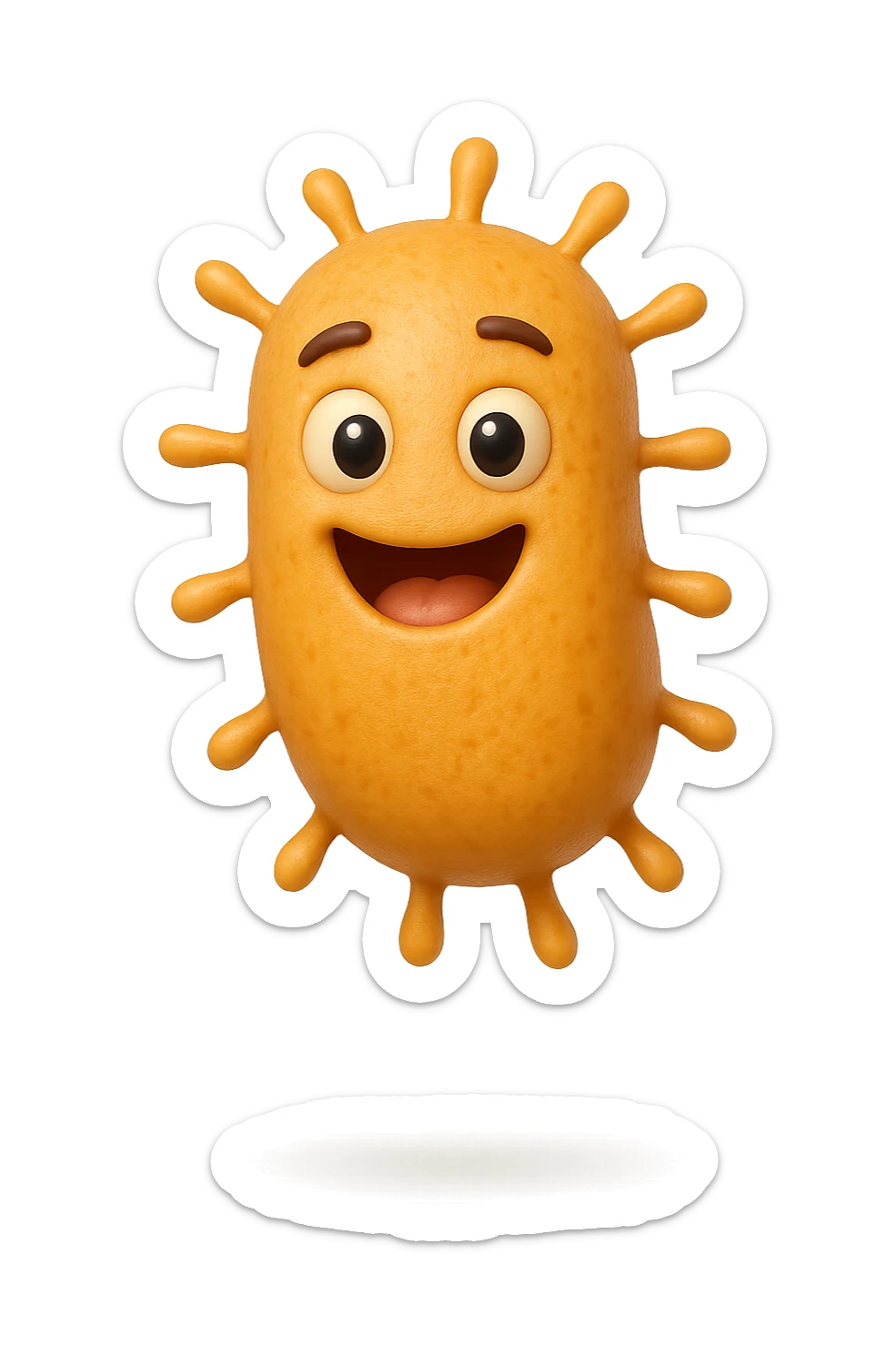 EMOJI STILE IPHONE DI BATTERI INTESTINALI FELICI CHE FLUTTUANO IN ARIA IPERREALISTICO 4K sticker