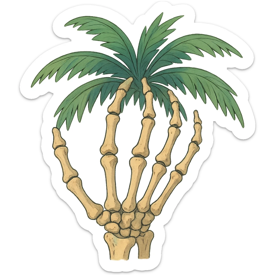 ghibli style skeleton palm sticker