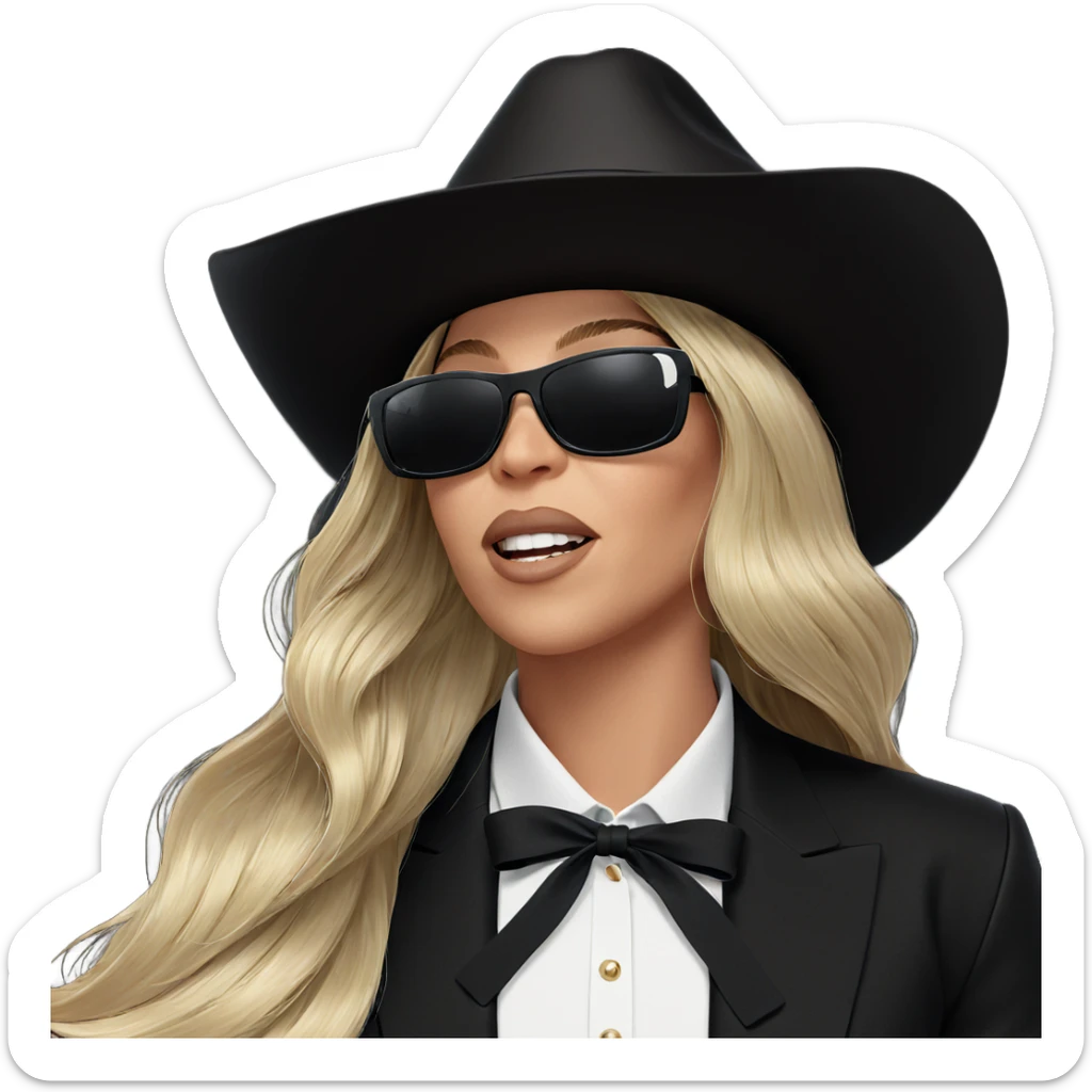 blonde girl in stylish hat sticker