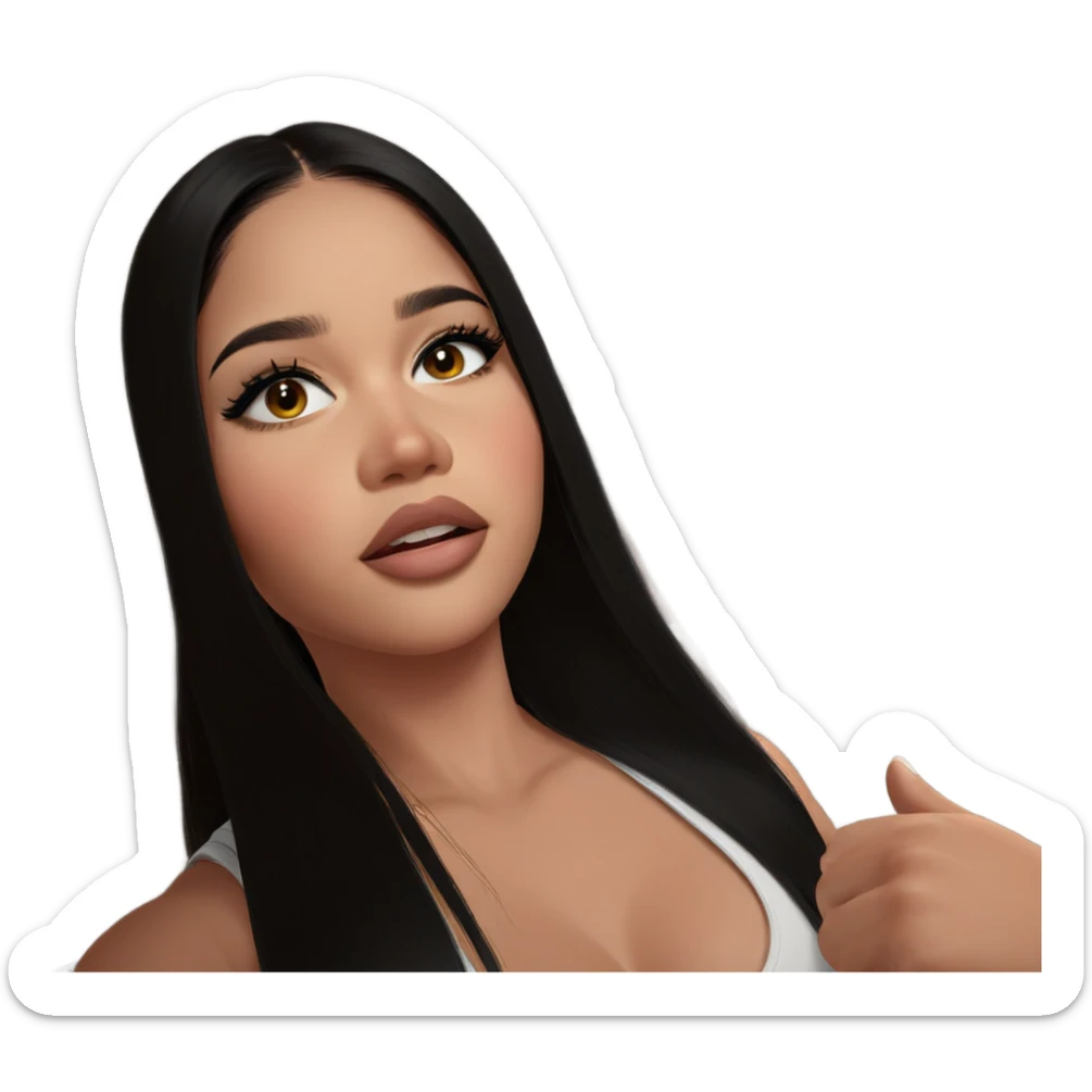 black haired girl portrait sticker