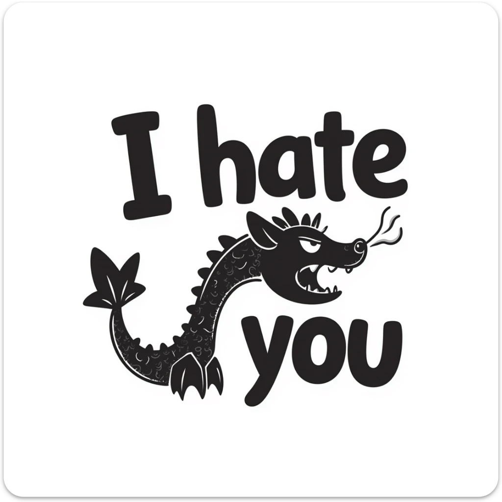 Angry dragon with the text "I hate you" sticker