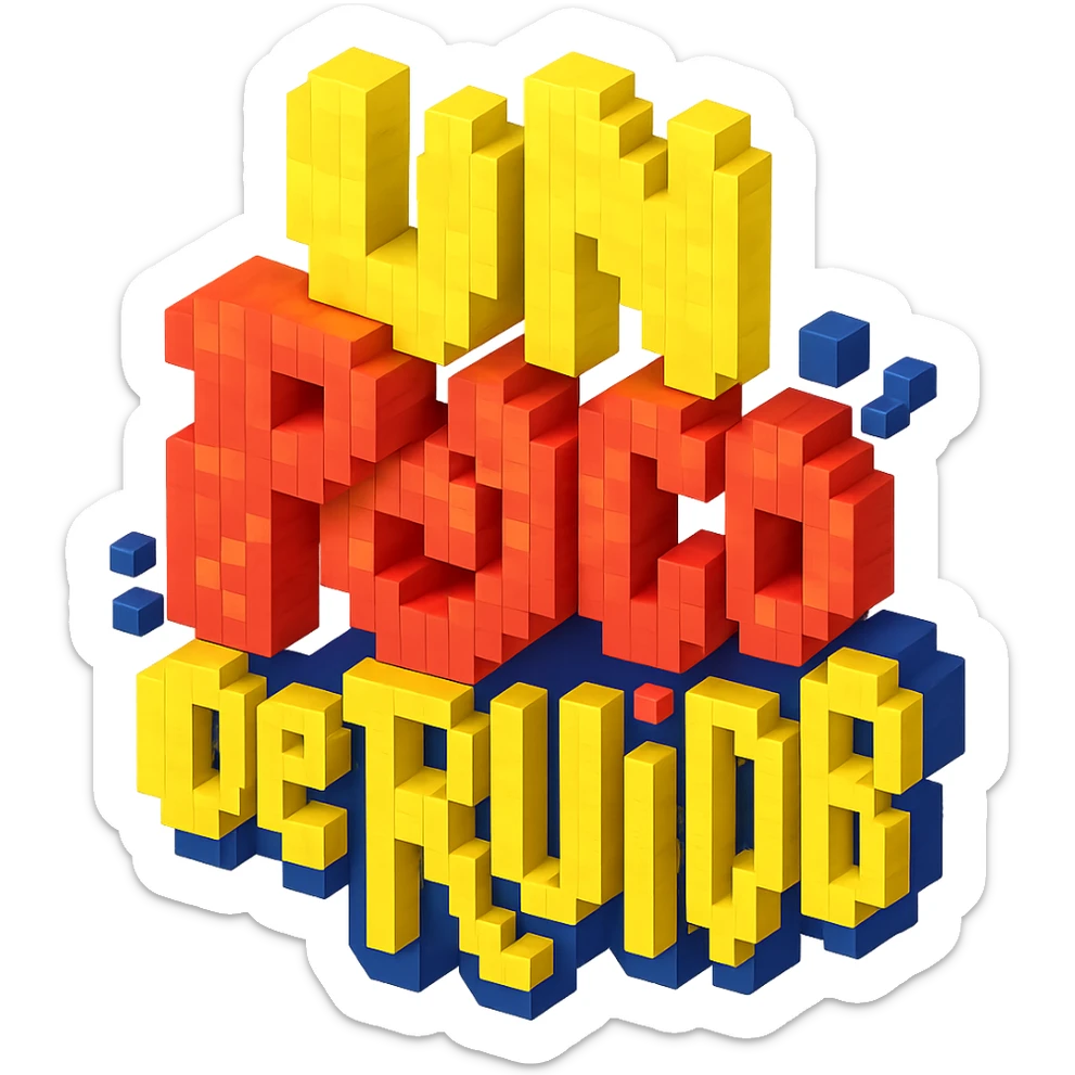 Create a voxel style version of the image, keeping the text and playful color scheme intact. sticker