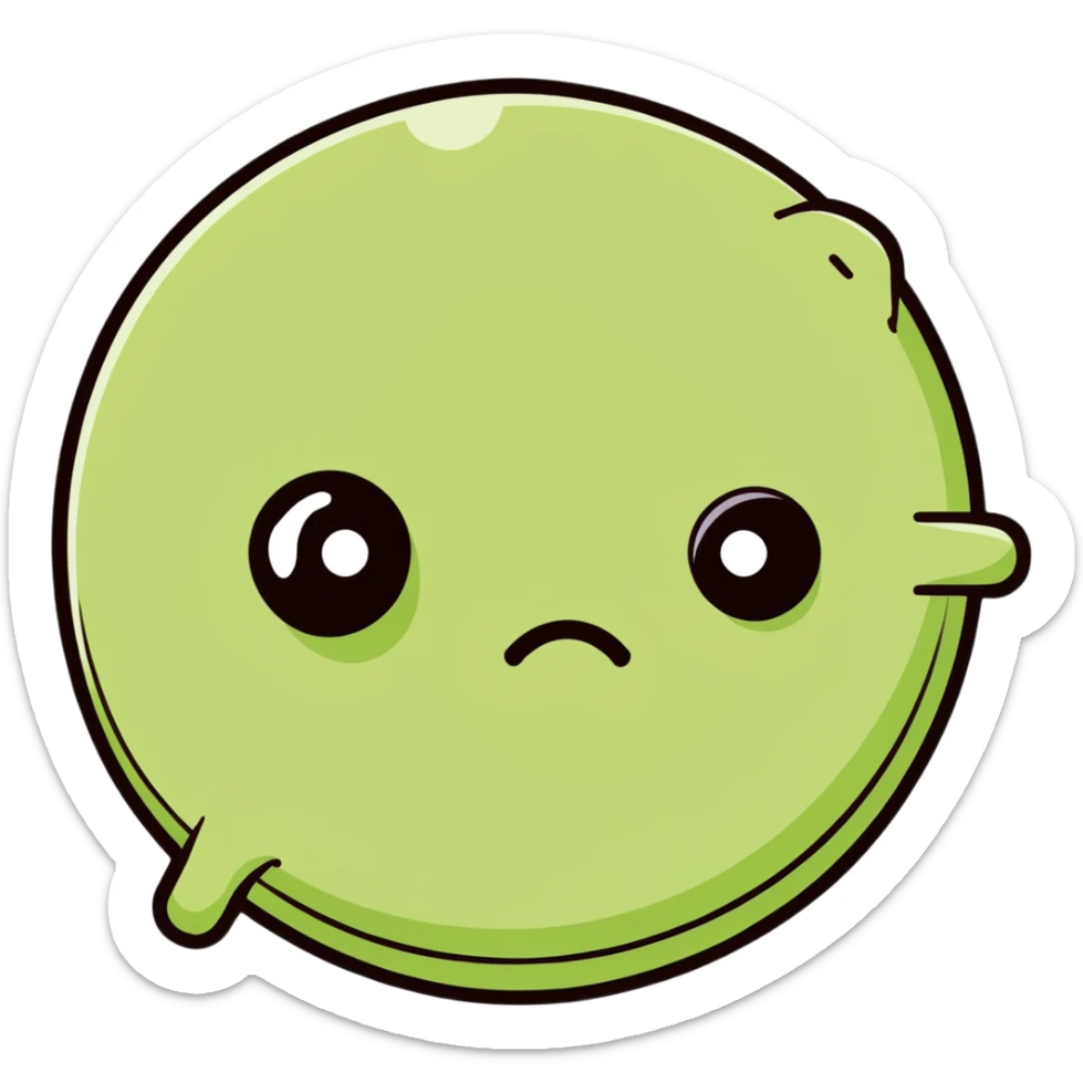 cartoon eye with small crusty booger in the corner, sleepy eye with crusty discharge sticker