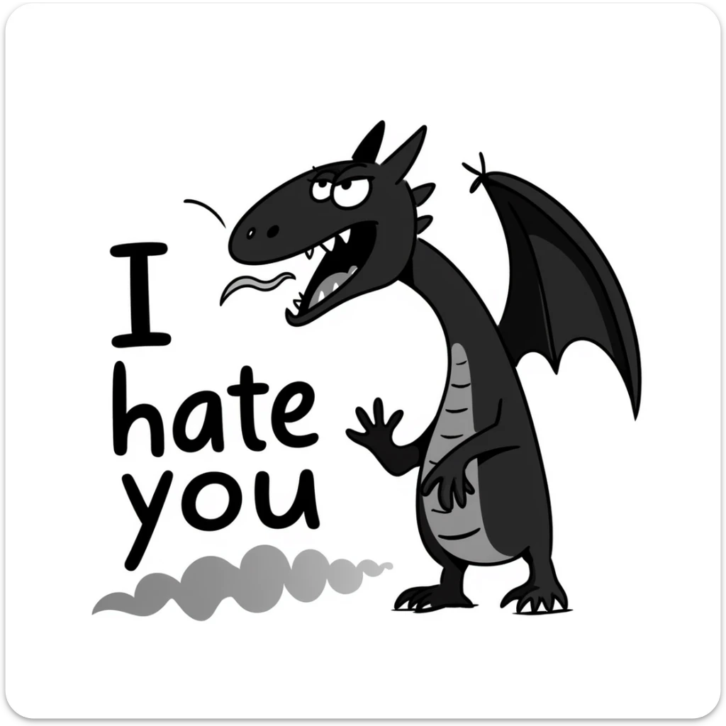Angry dragon with the text "I hate you" sticker