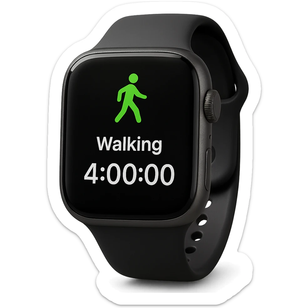 smartwatch con modalità attiva di camminata che segna 4 ore di camminata, REALISTICA 4K sticker