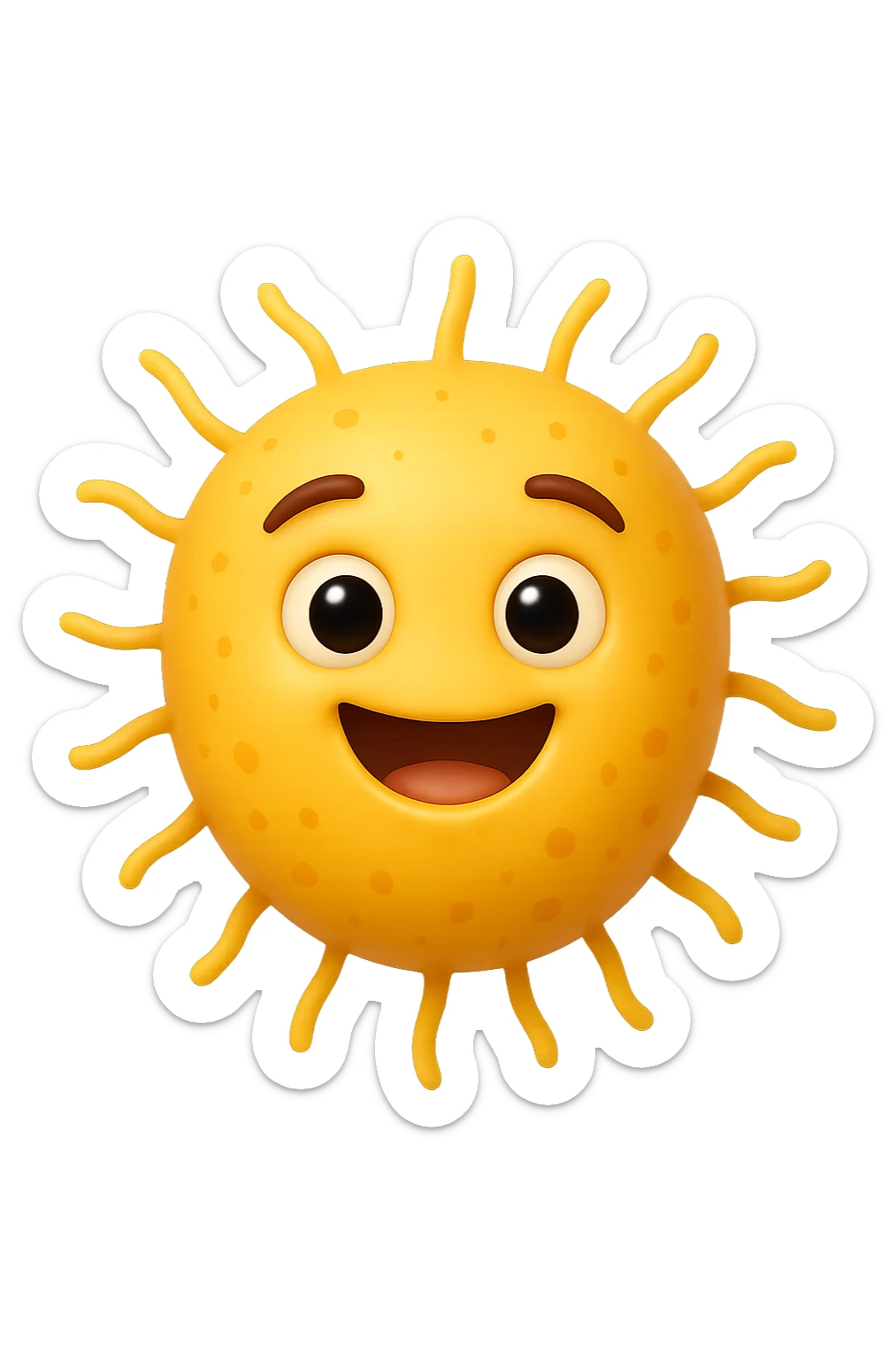 EMOJI STILE IPHONE DI BATTERI INTESTINALI FELICI CHE FLUTTUANO IN ARIA IPERREALISTICO 4K sticker