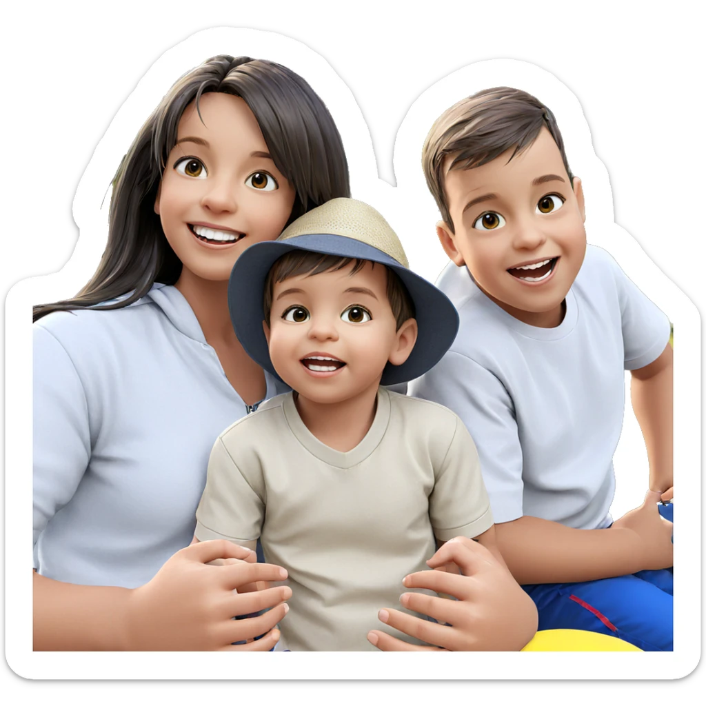 smiling girl with boys outdoors sticker