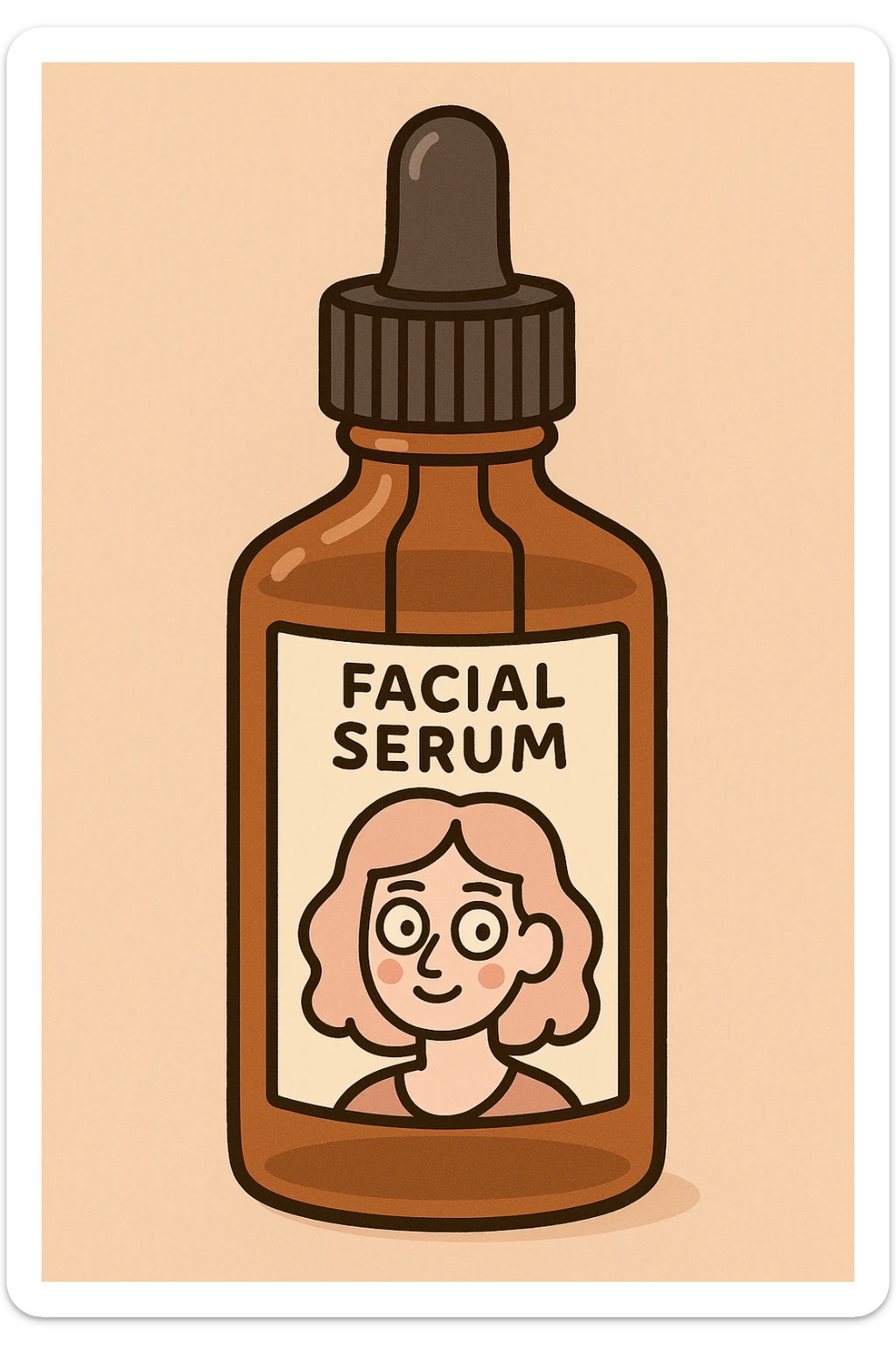 a bottle of facial serum, minimal and elegant, clean and simple design sticker