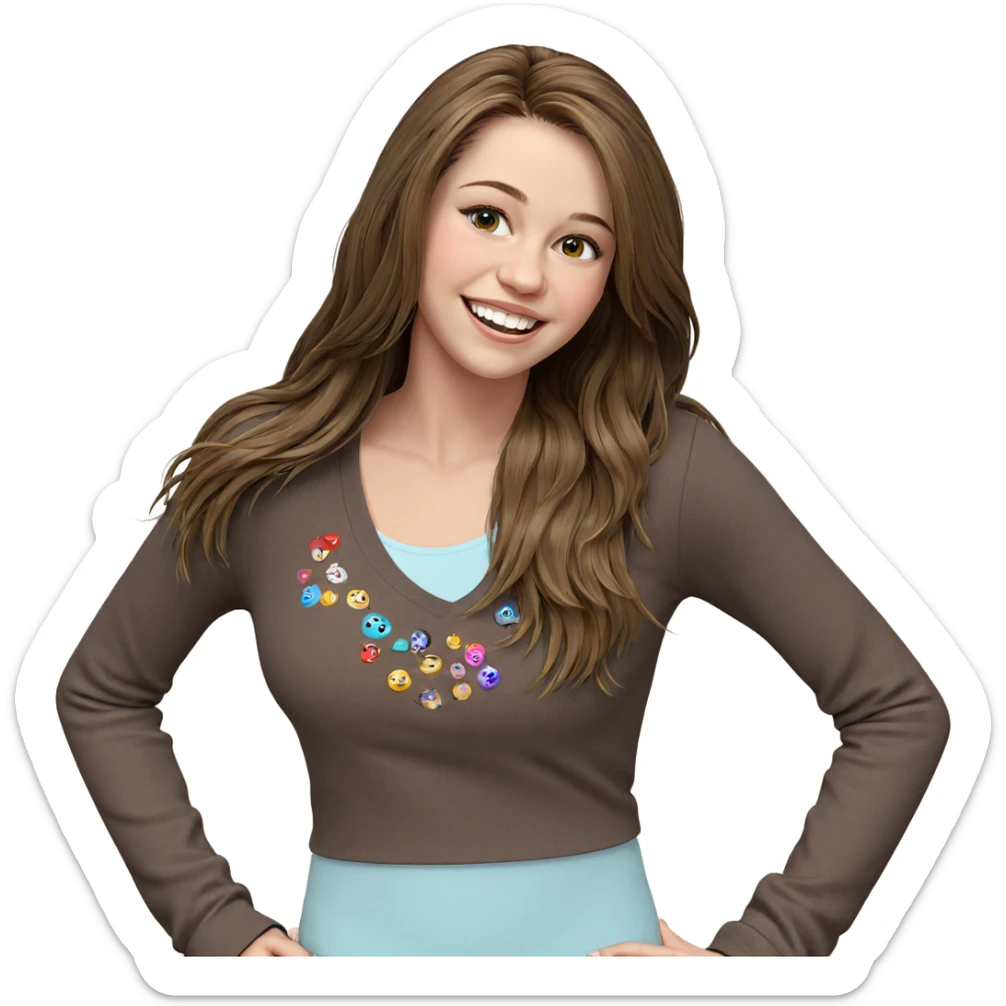 smiling girl with long hair sticker