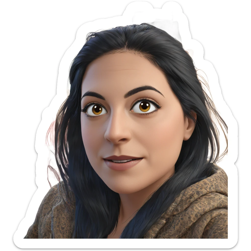 portrait of a girl with black hair sticker