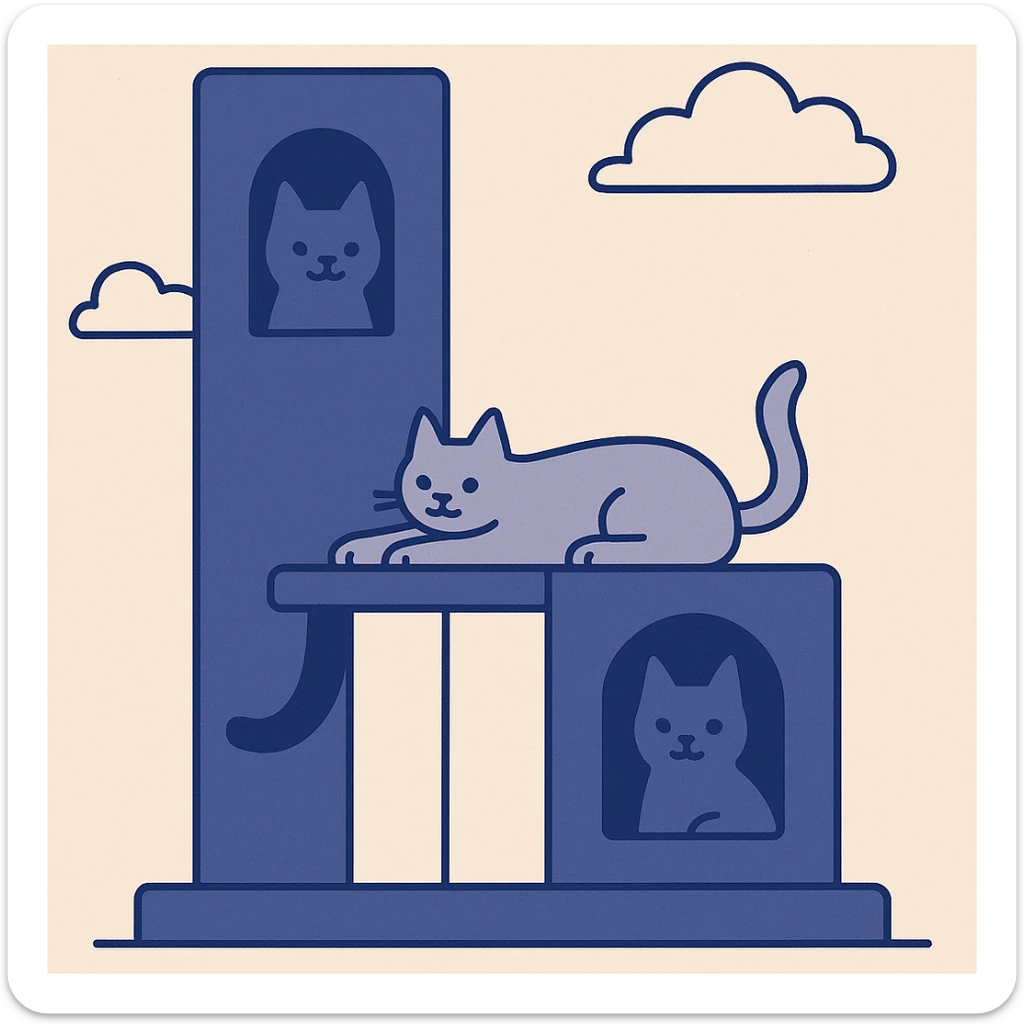 cats relaxing in a vertical playhouse sticker