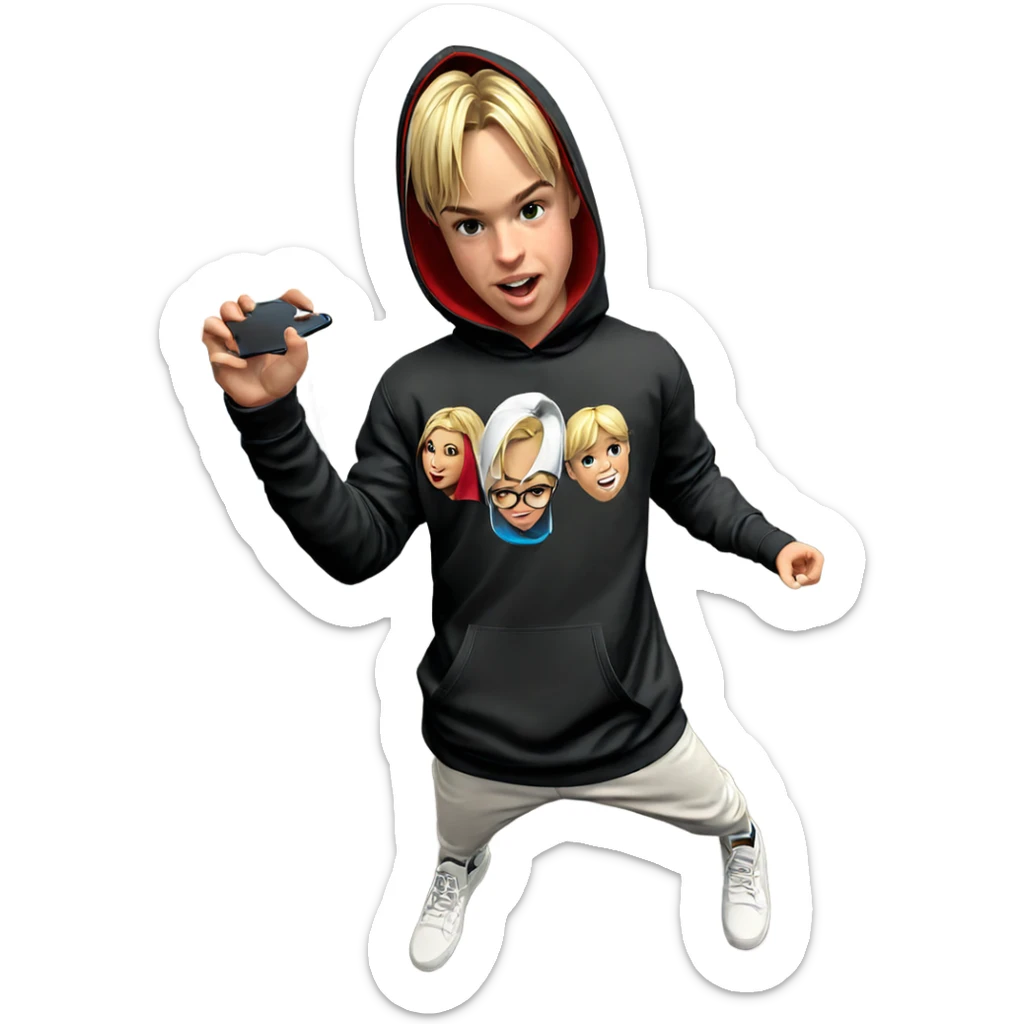 blonde boy in hoodie indoors sticker