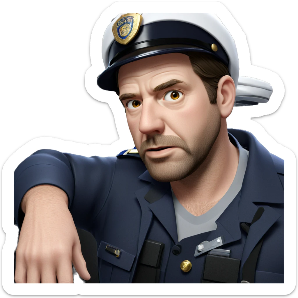 police officer with beard sticker