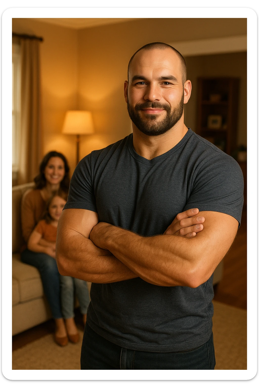 UOMO A BRACCIA CONSERTE CHE TRASMETTE PROTEZIONE PER LA SUA FAMIGLIA sticker