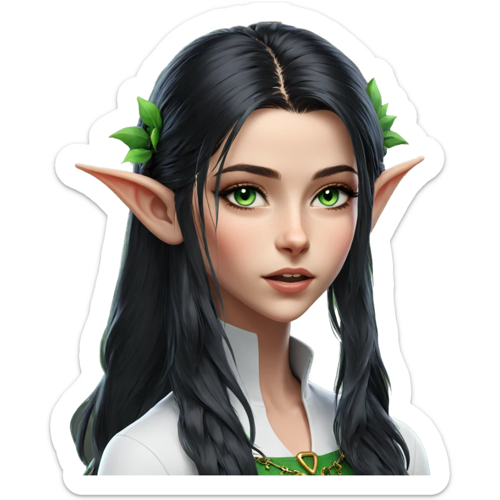 elf girl with green eyes sticker