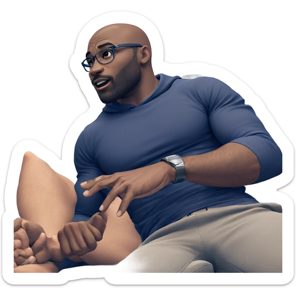 muscular guy relaxing indoors sticker