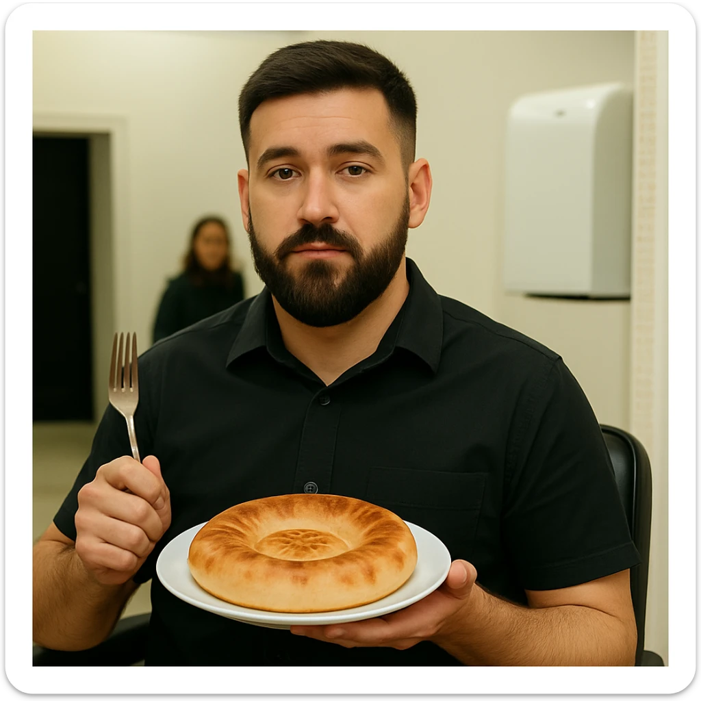 birinchidagi odamni yuziga 2 rasmdagi odamga uxshatib chizib bergin xuddu shunday non yen utirganini sticker