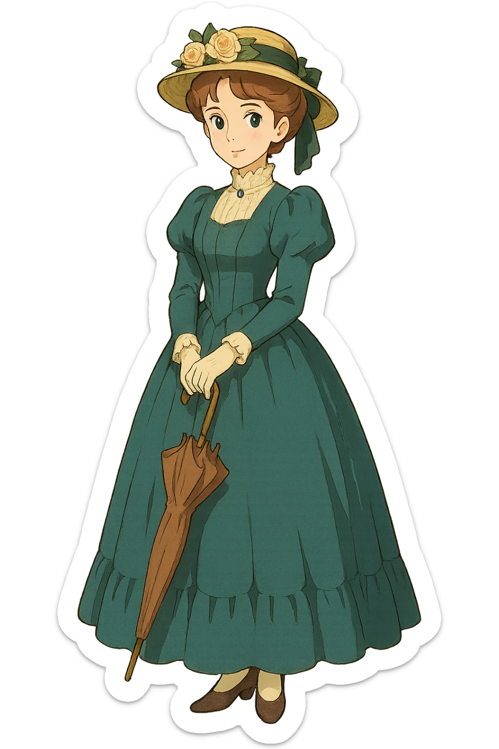 the full body of a stereotypical victorian young  wealthy women sticker