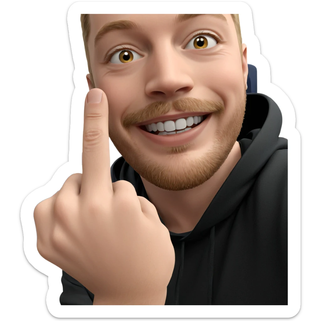 smiling boy with beard gesture sticker