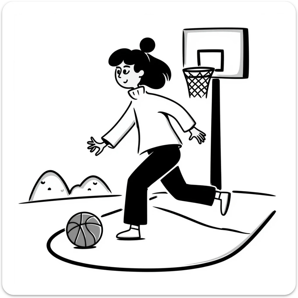 basketball girl player, February theme, play with heart sticker
