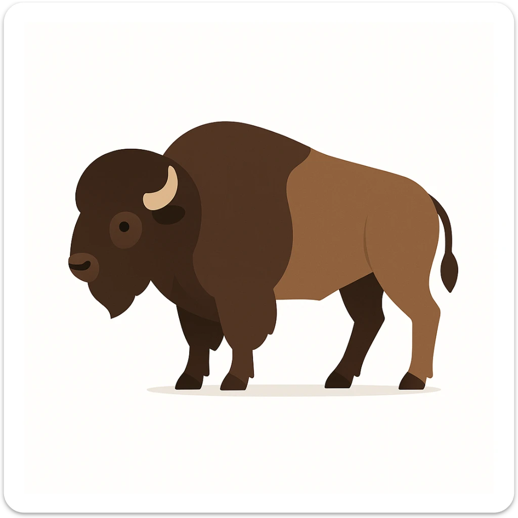 flat design style Bison white background sticker