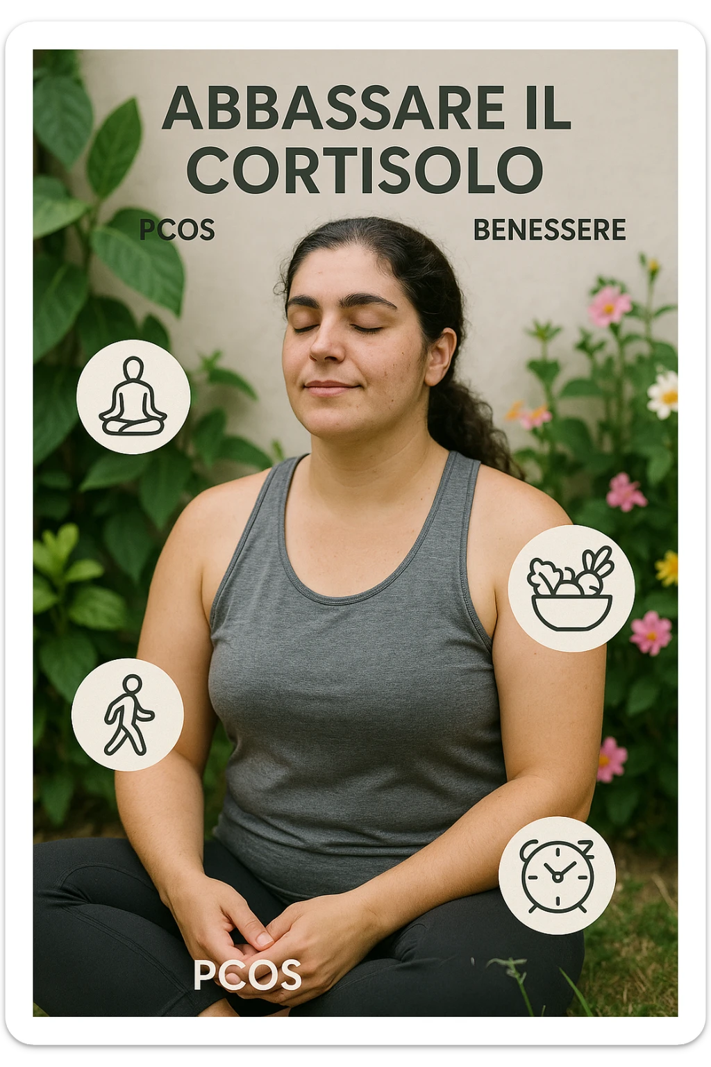 Donna con pcos che abbassa il suo cortisolo immagine realistiche in italiano sticker