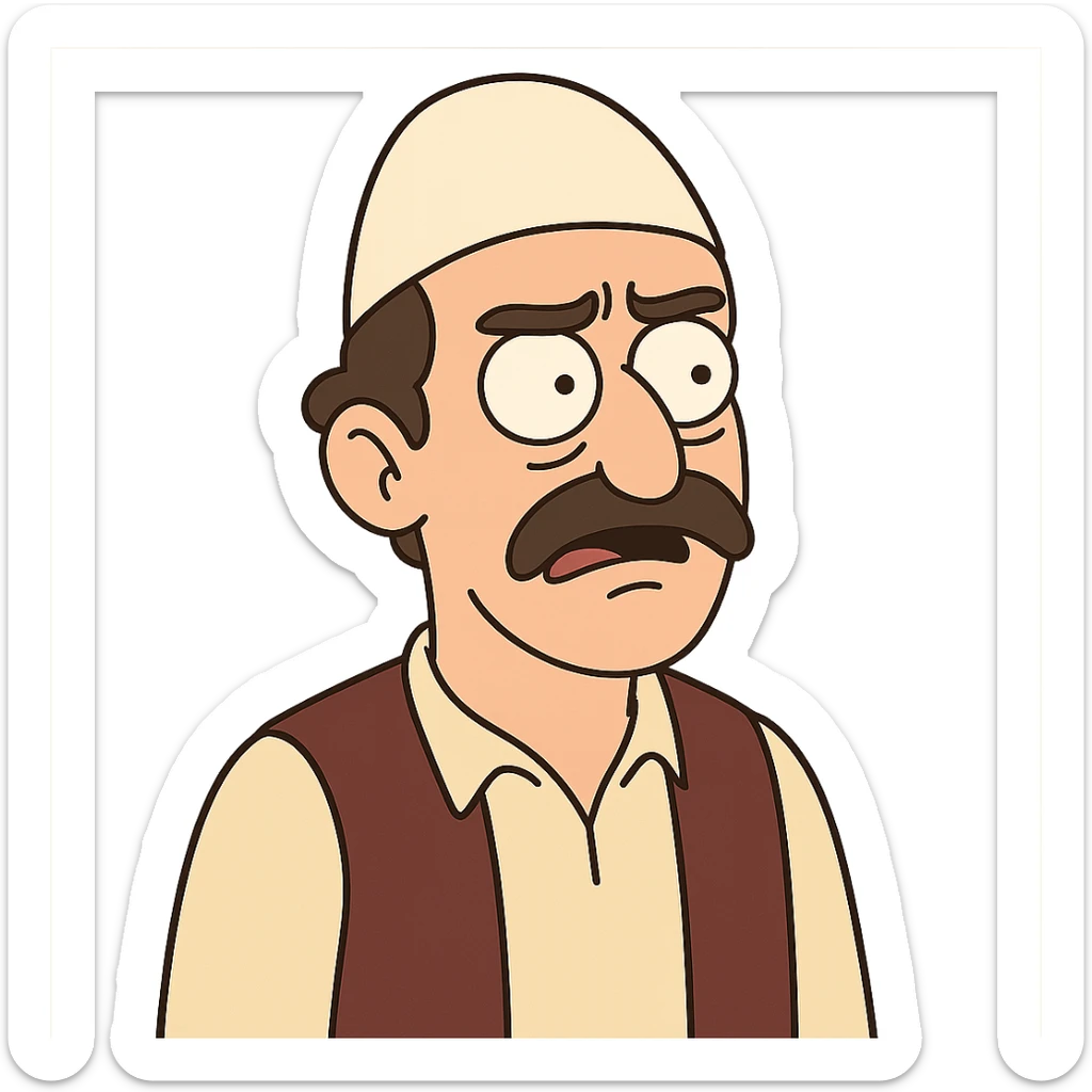 traditional Albanian hat (qeleshe), cartoon style sticker