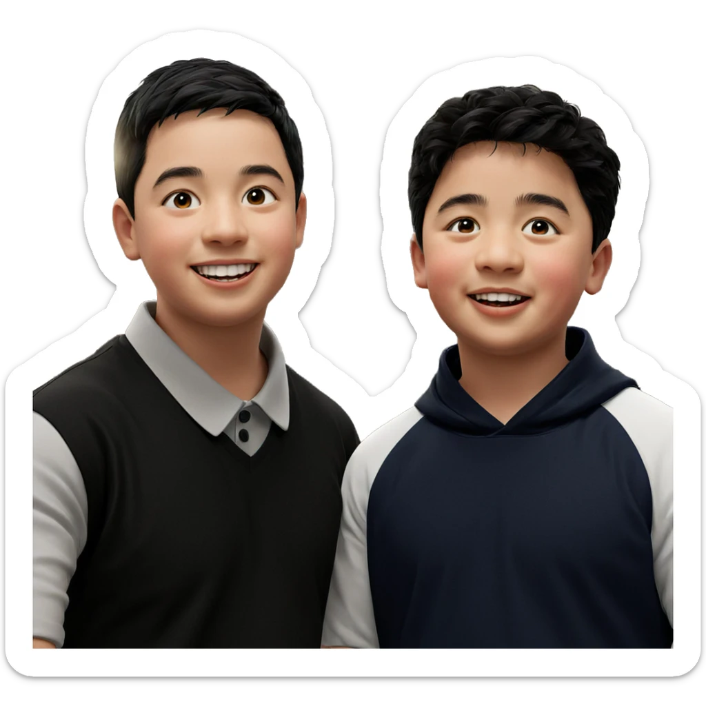 two boys smiling indoors sticker