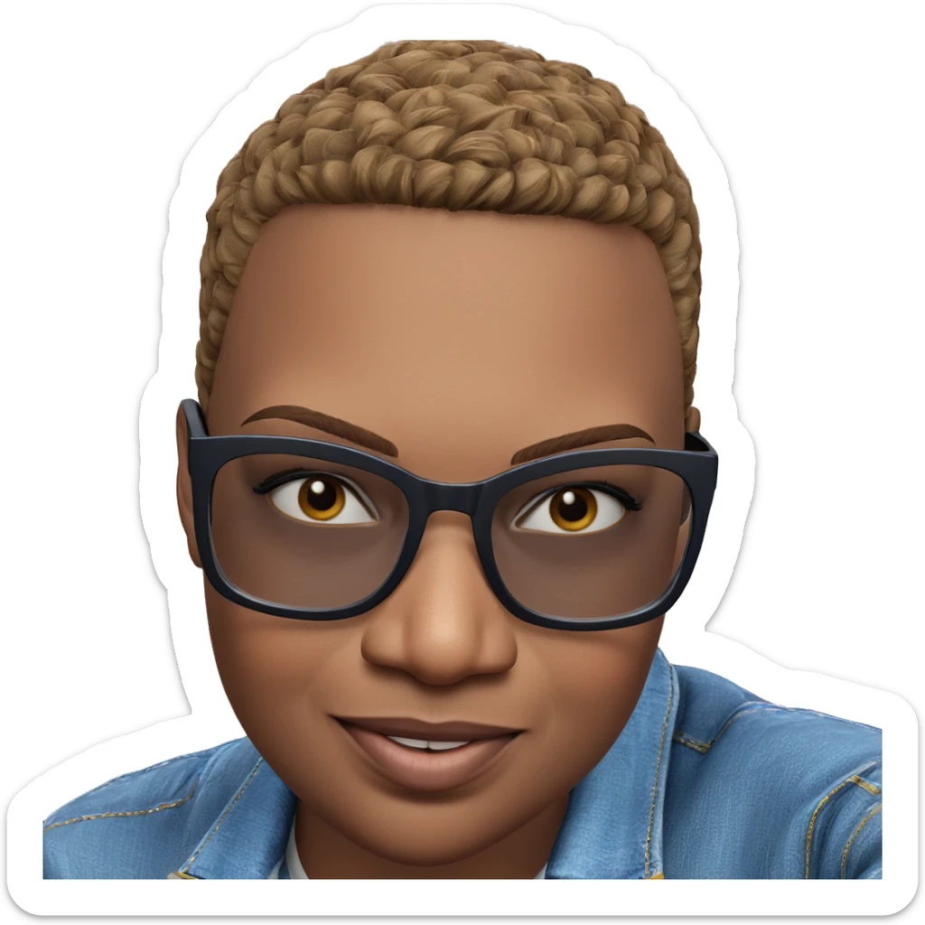 bald boy in denim jacket sticker