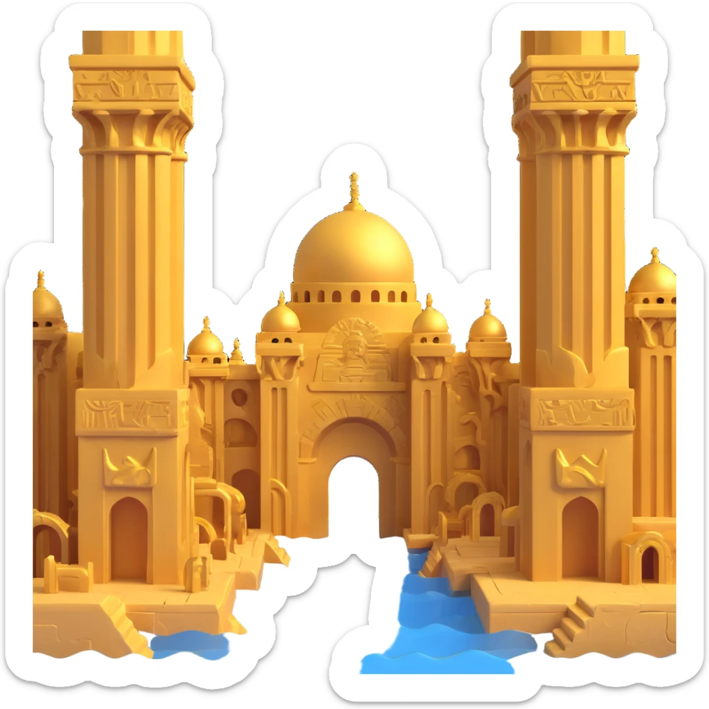 underwater city made of gold with Anunnaki motifs, domes, and pillars sticker