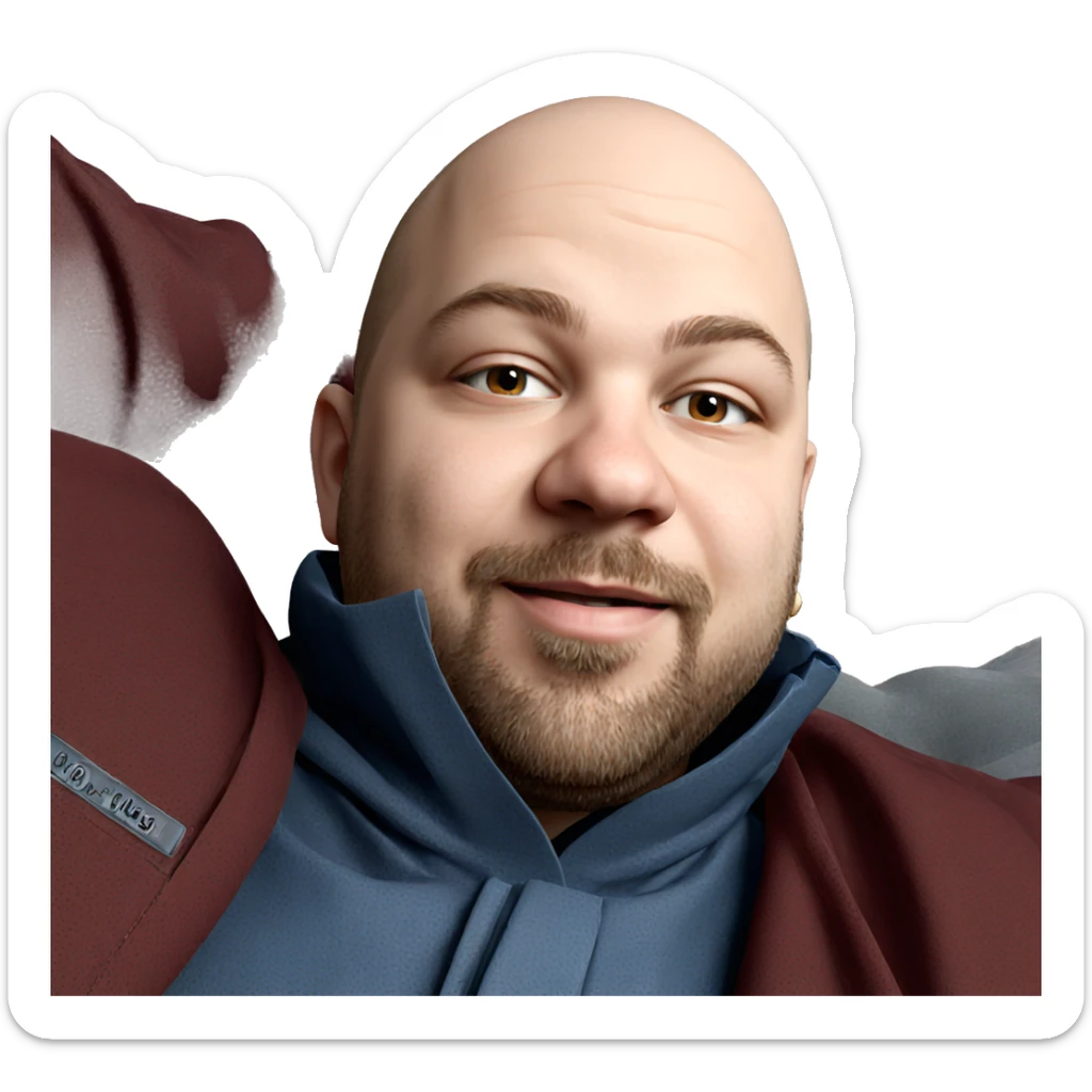 bald man with beard portrait sticker