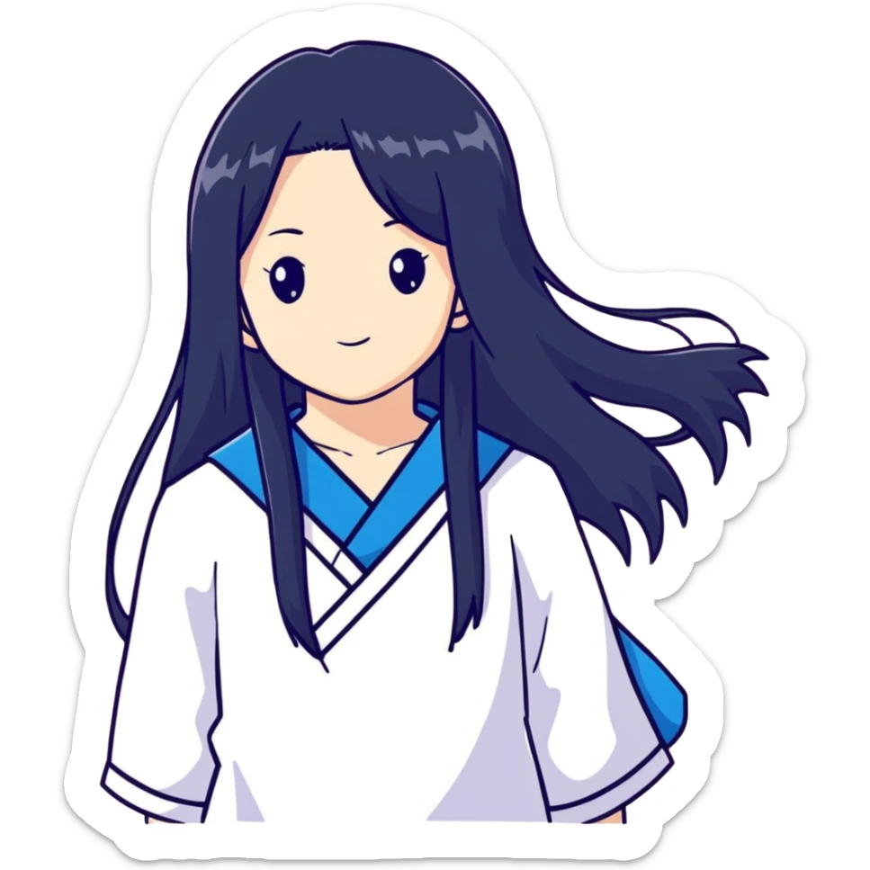 Sawako, anime girl with long black hair sticker