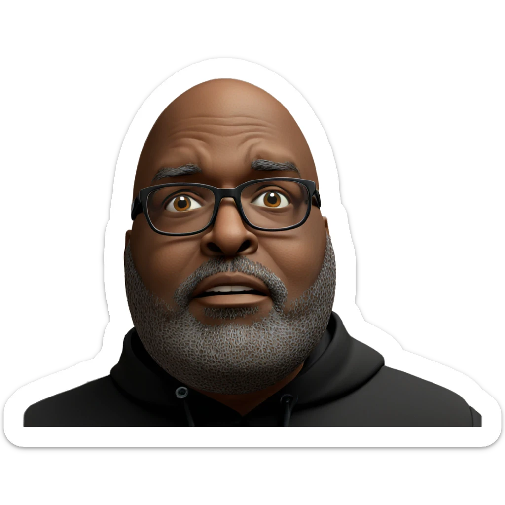 bald man with glasses sticker