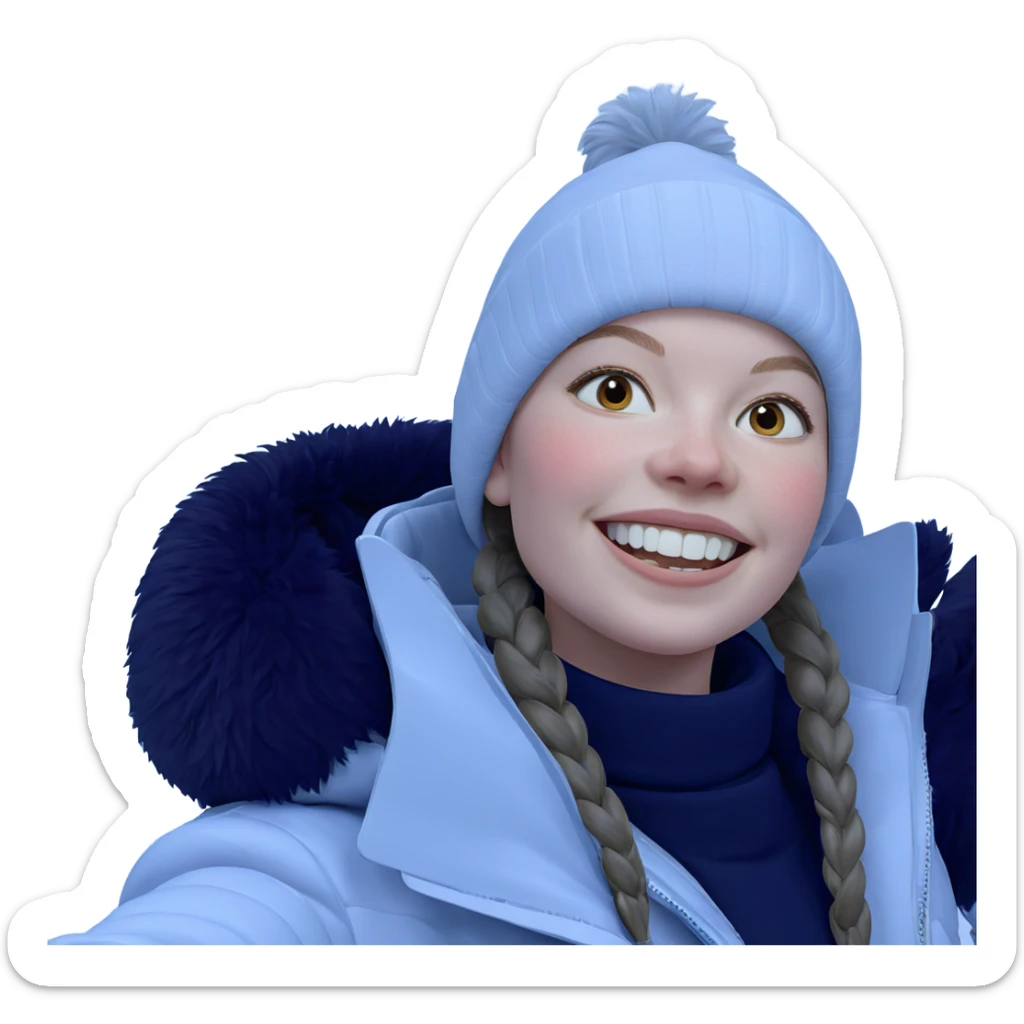 smiling girl in winter coat sticker