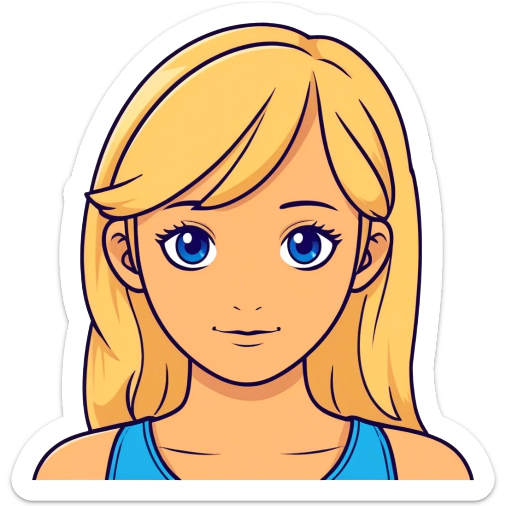 tan girl with blonde hair and blue eyes  sticker