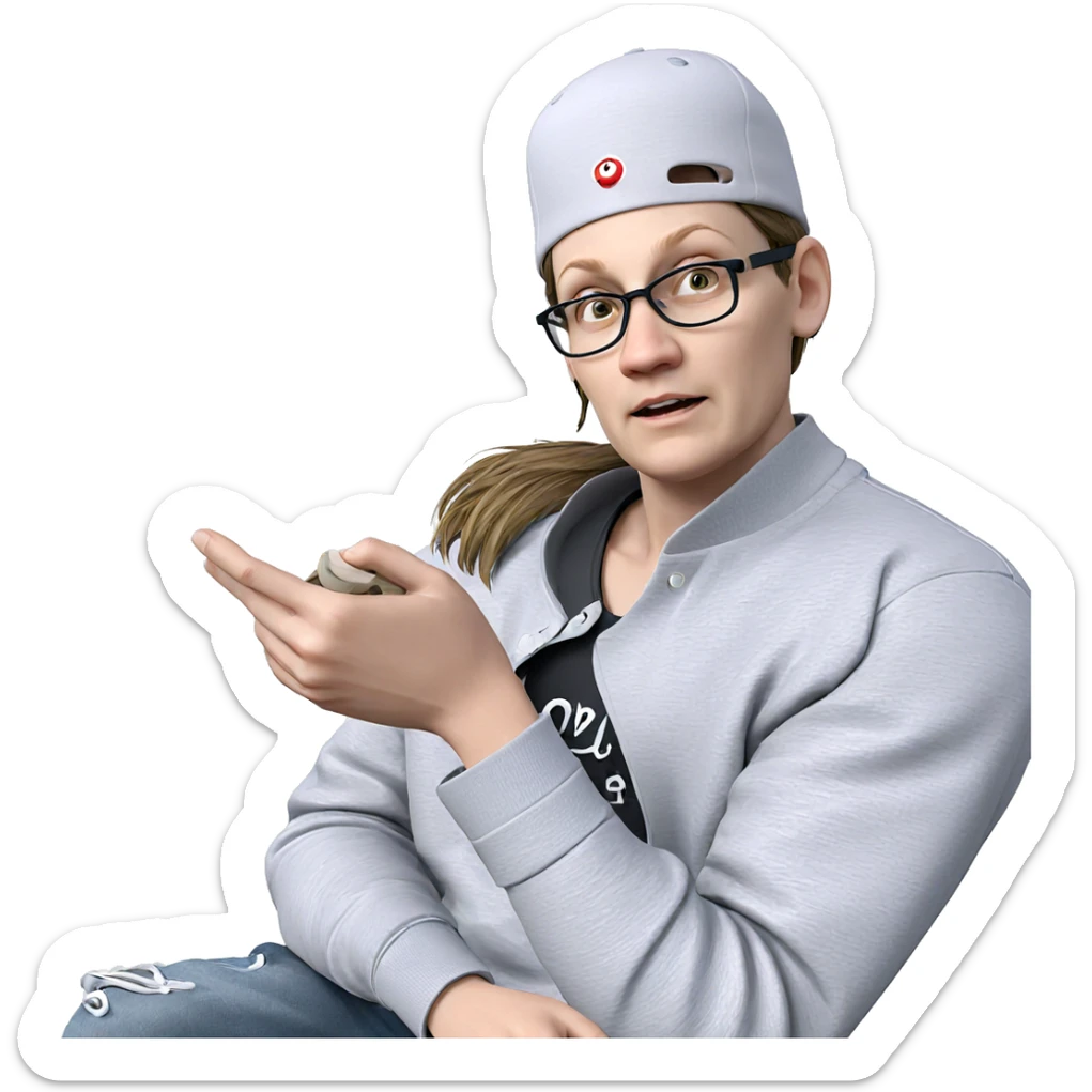 boy in baseball cap looking sticker