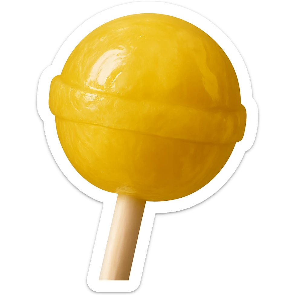 Change the lollipop color to yellow in a realistic style, keep the background transparent. sticker