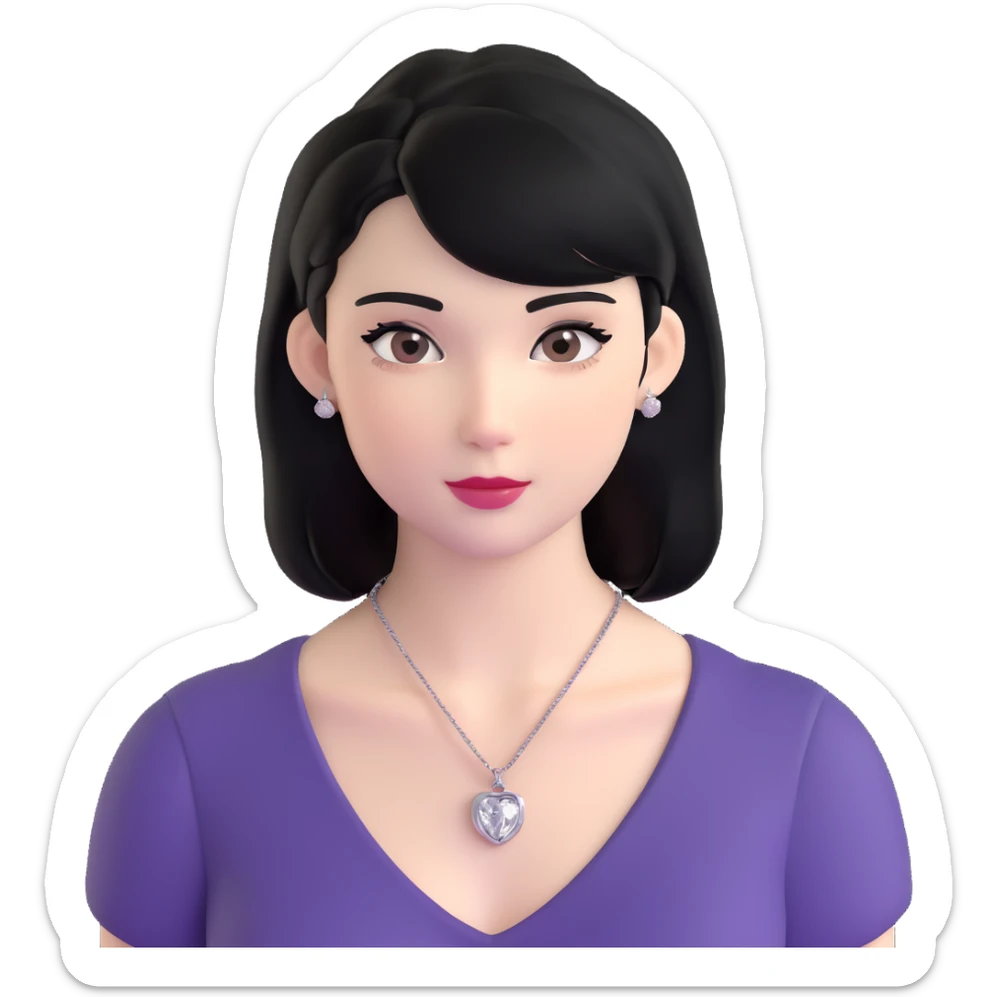 college girl with black hair, white skin, wearing a Cartier necklace, old money luxury vibe sticker