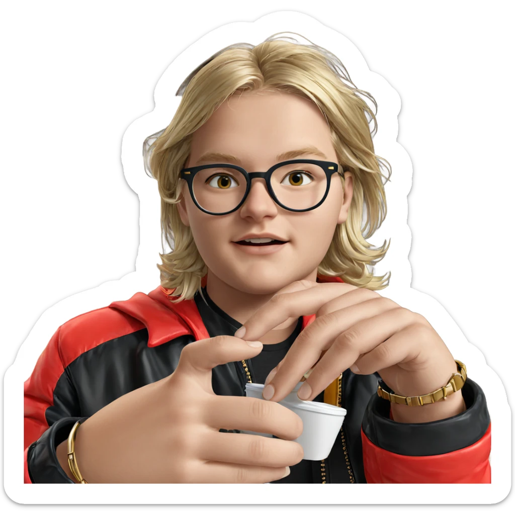 blonde boy in stylish jacket sticker