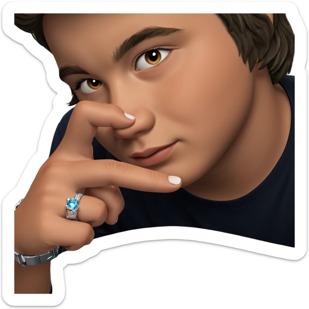 boy with jewelry closeup sticker