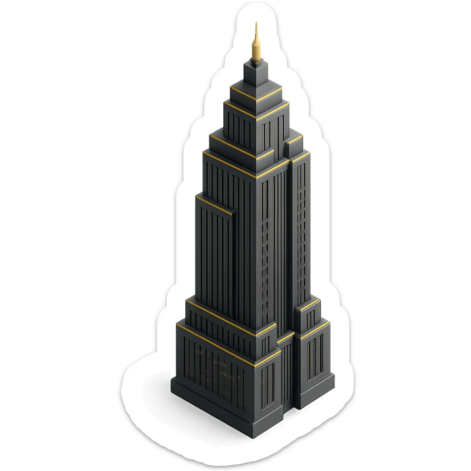 a modern skyscraper in 3D black style sticker