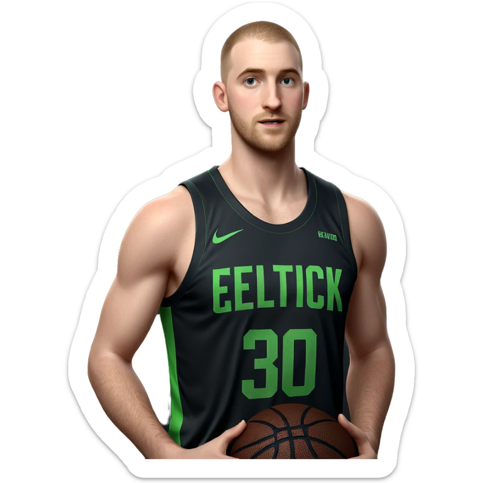 boy with basketball in hand sticker