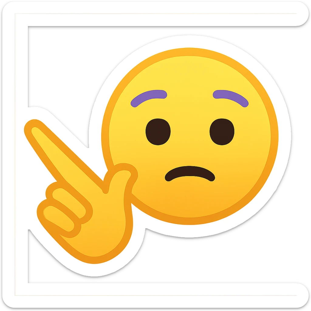 colorful and modern emoji showing a hand gesture with thumb and index finger apart, slightly smiling face, representing 'nah' meaning sticker
