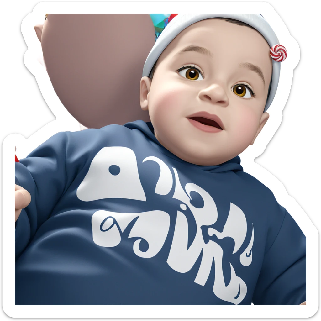 boy with candy in hat sticker