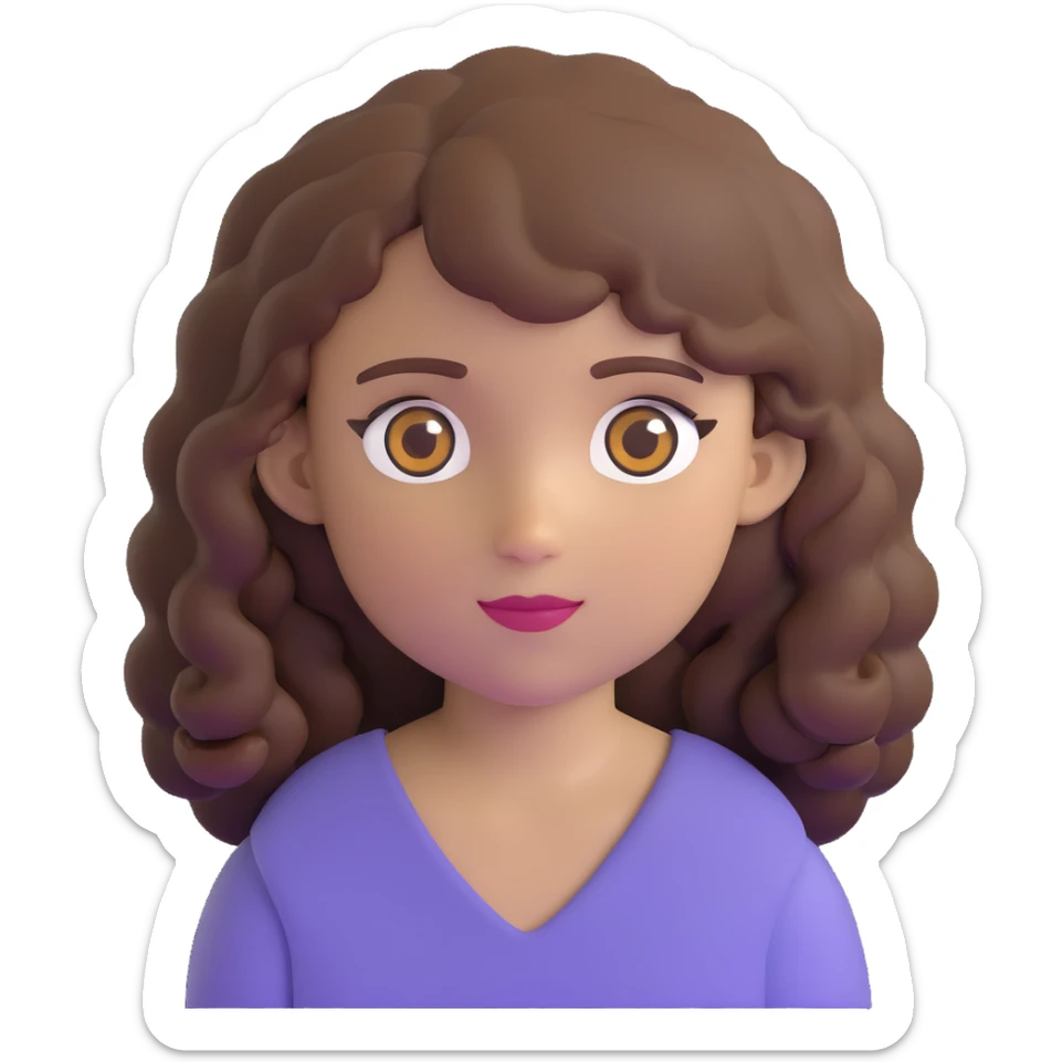 white girl with brown curly hair and brown eyes sticker