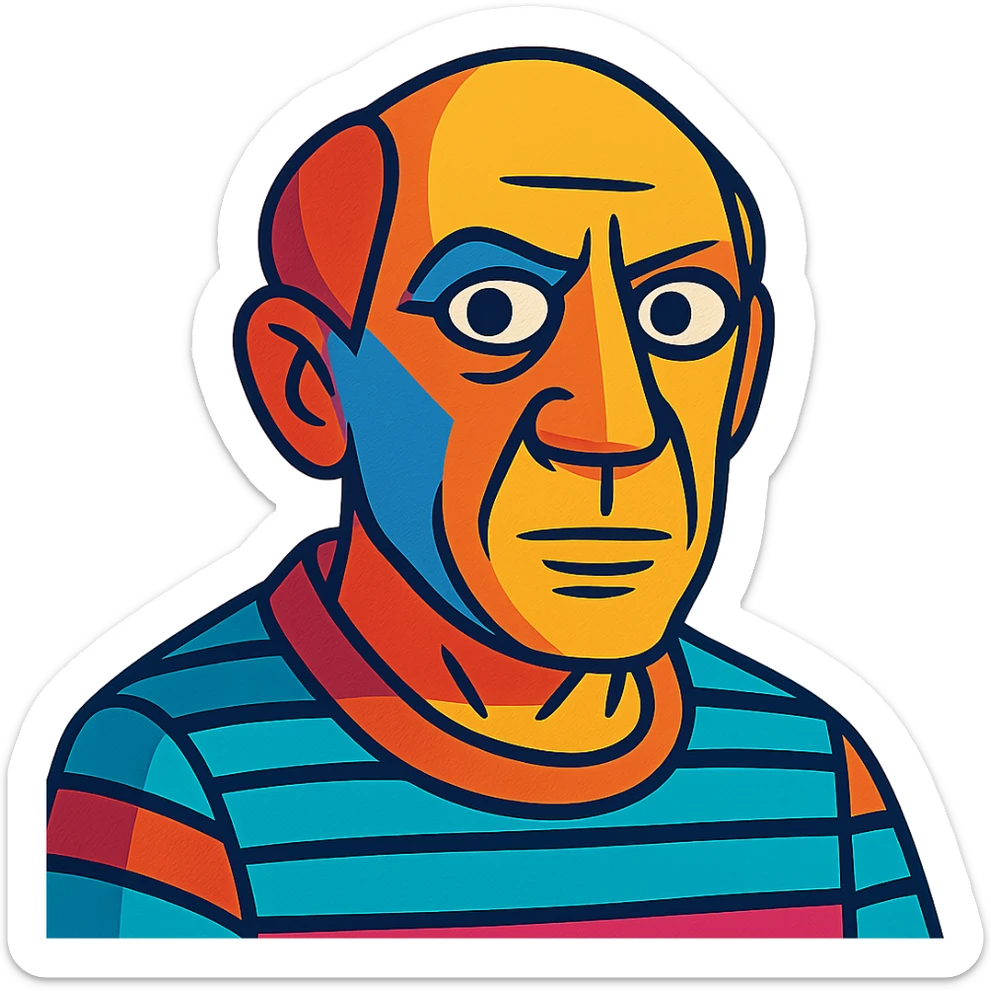 auto portrait of Pablo Picasso in vibrant toon style sticker