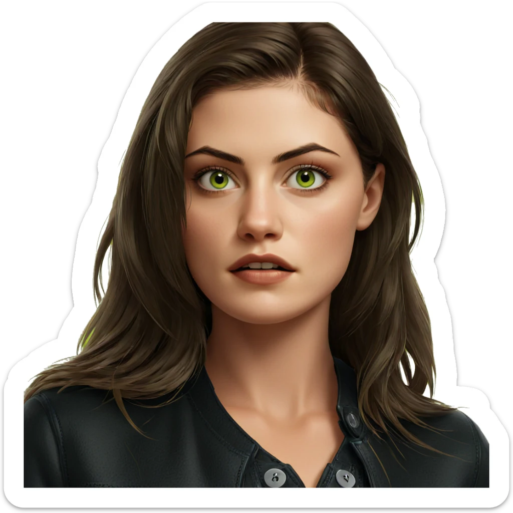 portrait of a girl with green eyes sticker