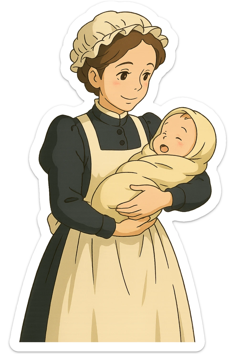 victorian midwife with baby sticker